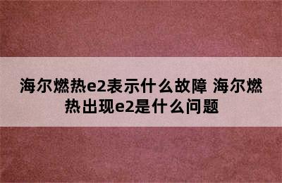 海尔燃热e2表示什么故障 海尔燃热出现e2是什么问题